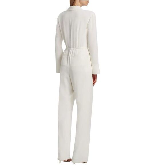 Cinq a Sept Ivory Holiday Macie Wrap Jumpsuit Size 6 - Picture 6 of 12